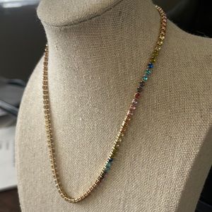Rainbow pave tennis necklace